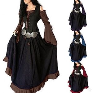 Middeleeuws Renaissance Cocktail jurk Vintage Jurk Cosplay kostuum Galajurken Viking Outlander Grote maten Ranger Elf Dames Halloween Feest LARP Ren Faire Kleding Lightinthebox