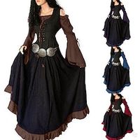 Middeleeuws Renaissance Cocktail jurk Vintage Jurk Cosplay kostuum Galajurken Viking Outlander Grote maten Ranger Elf Dames Halloween Feest LARP Ren Faire Kleding Lightinthebox - thumbnail