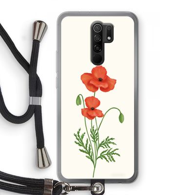 Red poppy: Xiaomi Redmi 9 Transparant Hoesje met koord