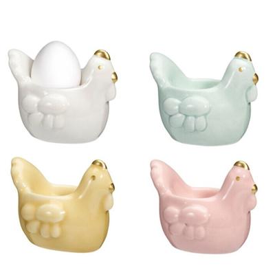 Eierdopjes Kip - set van 4x - multi kleuren - porselein - 9 x 7 cm Eierdopjes Kip - set van 4x - multi kleuren - porselein - 9 x 7 cm