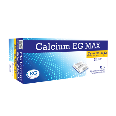 Calcium EG MAX 1000mg Calcium 1000I.E. Vitamine D 375µg Vitamine K2 90x2 Tabletten