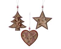 Decoris Kerst Ornament Figuur Mdf Ster, Hart OF everlands kunstkerstboom