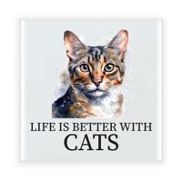 Cadeau tegel kattenliefhebber - Siamees kat/poes - keramiek - waterverf - 15 cm