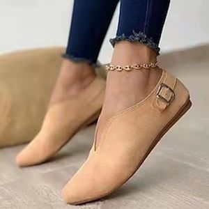 Dames Platte schoenen Grote maten Comfortabele schoenen Buiten Kantoor Dagelijks Effen Kleur Zomer Gesp Platte hak Gepuntte Teen Casual minimalisme Suède Imitatieleer Leegloper Zwart Roze Bruin Lightinthebox