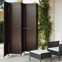 Kamerscherm 5 panelen poly rattan bruin - thumbnail