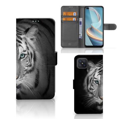 OPPO Reno4 Z | Telefoonhoesje | Met pasjeshouder | Tijger