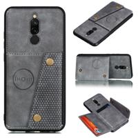 Voor Xiaomi Redmi 8 schokbestendige magnetische PU + TPU beschermhoes met kaartsleuven (grijs)