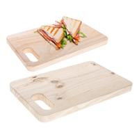 Snijplank/serveer/broodplank - 2x stuks - blank hout - met handvat - serveren/snijden