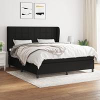 Boxspring met matras stof zwart 180x200 cm