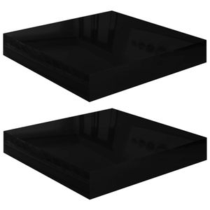 vidaXL Wandschappen zwevend 2 st 23x23,5x3,8 cm MDF hoogglans zwart