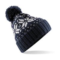 Gebreide Nordic wintermuts met pompom - blauw/wit - volwassenen - Damesmutsen - herenmutsen