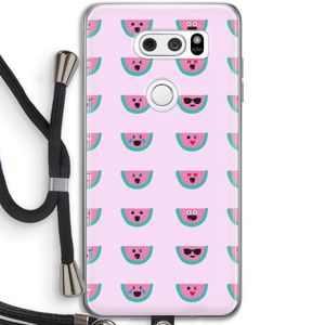 Smiley watermeloenprint: LG V30 Transparant Hoesje met koord
