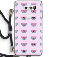 Smiley watermeloenprint: LG V30 Transparant Hoesje met koord