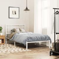 Bedframe met hoofdbord metaal wit 100x190 cm - thumbnail