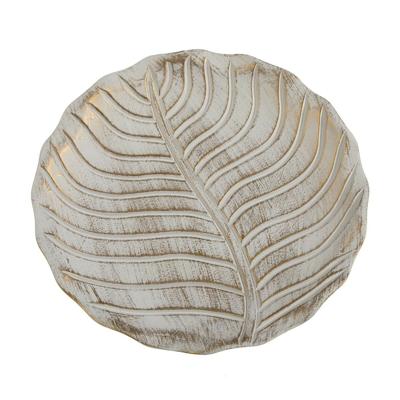 Tafeldecoratie Versa Leaf B Wit Hout MDF 3 cm 3 x 40 x 40 cm