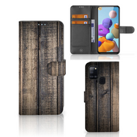 Samsung Galaxy A21s Book Style Case Steigerhout - thumbnail