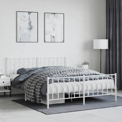 Bedframe met hoofd- en voeteneindemetaal wit 160x200 cm