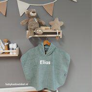 Bad poncho konijnenoortjes Ash Green met naam