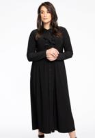 Yoek Blouse Jurk A-lijn met ruches | Zwart | Maat 38/40