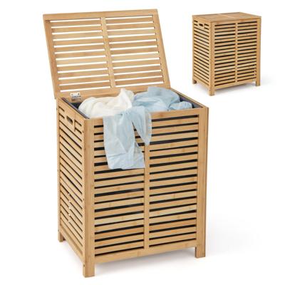 80 L Bamboe Wasmand Wasbox met Deksel Wasbox met Verwijderbare & Wasbare Waszak voor Badkamer Woonkamer Slaapkamer