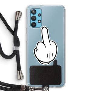 Middle finger black: Samsung Galaxy A32 4G Transparant Hoesje met koord