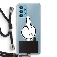Middle finger black: Samsung Galaxy A32 4G Transparant Hoesje met koord