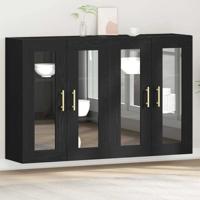 Wandkasten 2 pcs Zwart Eiken 69,5 x 34 x 90 cm Bewerkt hout