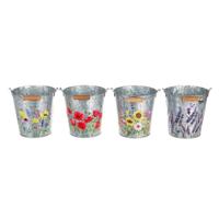 HBX Natural Living Emmer zink h14cm met bloemmotief