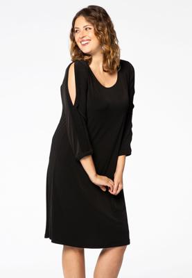 Yoek Jurk met open schouders | Zwart | Maat 58/60