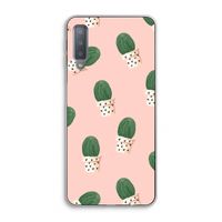 Cactusprint roze: Samsung Galaxy A7 (2018) Transparant Hoesje