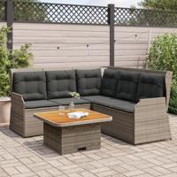 4-delige Loungeset met kussens poly rattan grijs