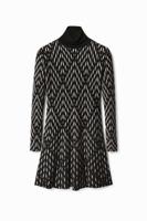 Korte jurk met geometrische vormen - BLACK - XS