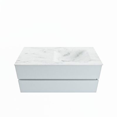 MONDIAZ VICA-DLUX 110cm badmeubel onderkast Clay 2 lades. Inbouw wastafel CLOUD rechts zonder kraangat, kleur Opalo.