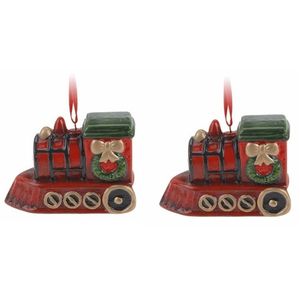 2x Kersthangers kersttrein 8 cm kerstboomversiering - Kersthangers