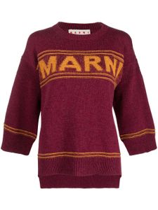 Marni pull en laine vierge à logo intarsia - Rouge