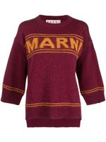 Marni pull en laine vierge à logo intarsia - Rouge - thumbnail