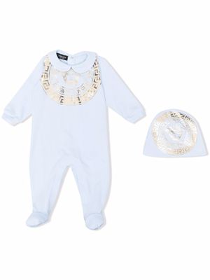 Versace Kids barboteuse à imprimé Greca - Bleu