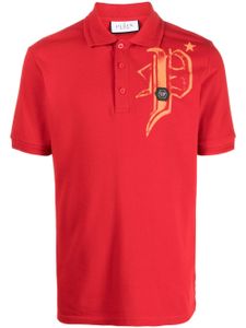 Philipp Plein polo Skull & Bones en jersey - Rouge