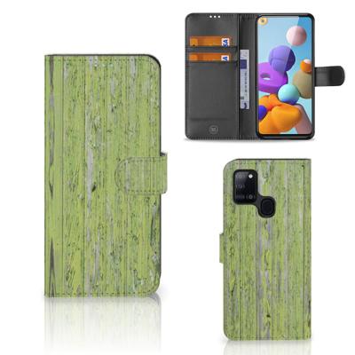 Samsung Galaxy A21s | Book Style Case | Green Wood