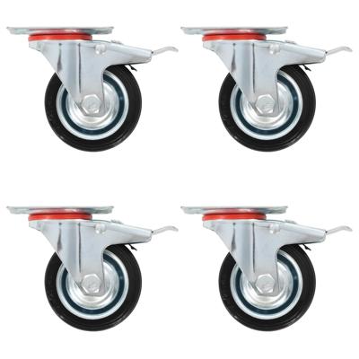 VidaXL Zwenkwielen met dubbele remmen 4 st 75 mm