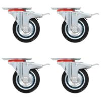 VidaXL Zwenkwielen met dubbele remmen 4 st 75 mm