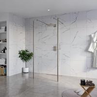 Fortifura Galeria Vrijstaande Inloopdouche - 90x200cm - Helder - antikalk - 8mm veiligheidsglas - 2 zijwanden 40cm - wandsteunen en hoekprofielen - Geborsteld Gunmetal PVD SW927771 2x/SW797926/SW797911 2x/SW798732 2x