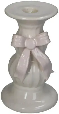 Kersten kandelaar aardewerk strik 9x14.5cm ivoor, roze