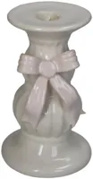 Kersten kandelaar aardewerk strik 9x14.5cm ivoor, roze
