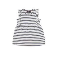 Babyface gestreepte baby jurk met biologisch katoen ecru/donkerblauw - thumbnail