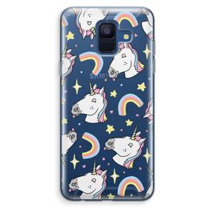 Rainbow Unicorn: Samsung Galaxy A6 (2018) Transparant Hoesje