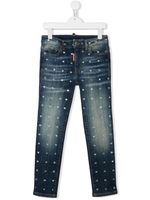 DSQUARED2 KIDS jean Swaroski Crystal à effet délavé - Bleu
