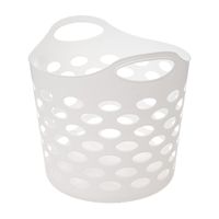 Flexibele wasmand/opbergmand - rond - wit - 28 liter - D39 x H54 cm