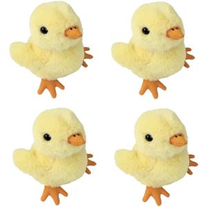 Inware Pluche kuikentje - 4x - knuffel kuikentje - geel - 15 cm - boerderij knuffel