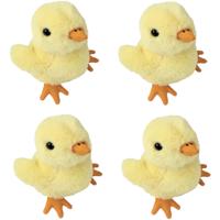 Inware Pluche kuikentje - 4x - knuffel kuikentje - geel - 15 cm - boerderij knuffel